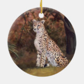 誇りを持ったなオーナメントを坐らせているチータ セラミックオーナメント (裏面)