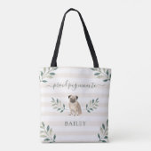 誇りを持ったなパグのお母さん|の植物の葉は縞で飾り、 トートバッグ (裏面)