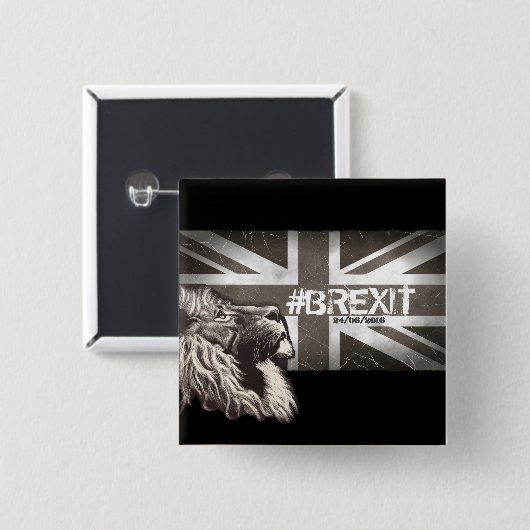 誇りを持ったなライオンの#Brexitは日付24/06/2016をカスタマイズ 缶バッジ (正面&裏面)