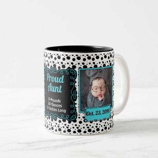 誇りを持ったな叔母さんDalmatian Printの白黒写真 ツートーンマグカップ (正面右)