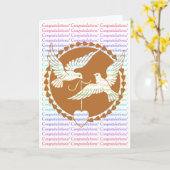 誇りを持ったな愛鳩の陽気な結婚式のお祝い カード (黄色い花)