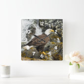 誇りを持ったな白頭鷲 スクエア壁時計 (ホーム)