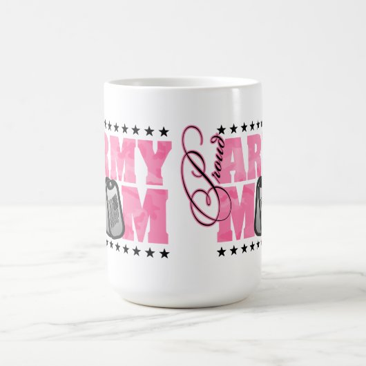 誇りを持ったな軍隊のお母さんのピンクの迷彩柄 コーヒーマグカップ (中央)