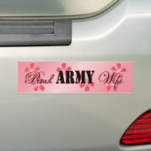 誇りを持ったな軍隊の妻のモモの花 バンパーステッカー (車上)
