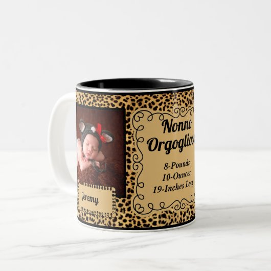 誇りを持ったイタリアン祖父Cheetah 2写真 ツートーンマグカップ (正面左)