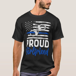 誇りを持ったガールフレンド警察官アメリカ国旗の少女 Tシャツ