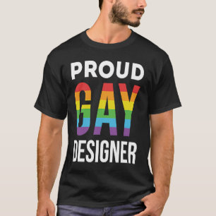 誇りを持ったゲイデザイナーレインボーLGBTQ Tシャツ