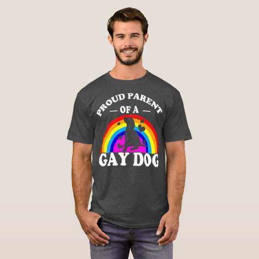 誇りを持ったゲイ犬LGBTQサポートおもしろいの親 Tシャツ (正面フル)