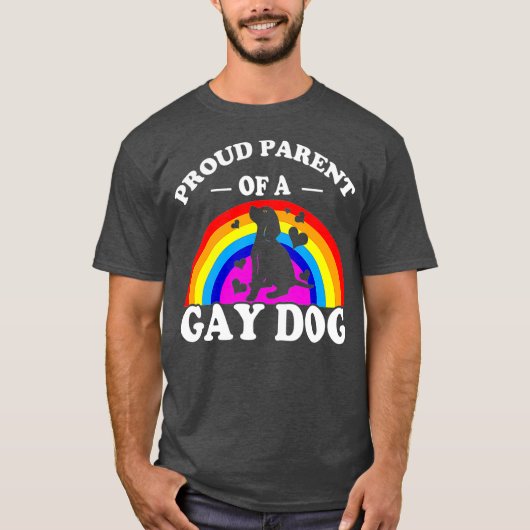 誇りを持ったゲイ犬LGBTQサポートおもしろいの親 Tシャツ (正面)