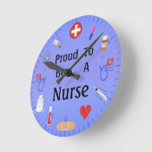 誇りを持ったナース ラウンド壁時計 (傾斜)