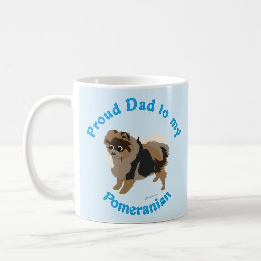 誇りを持ったパパのポメラニア犬 コーヒーマグカップ (左)