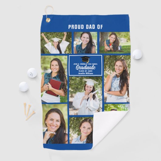 誇りを持ったパパ卒業写真コラージュ父の日 ゴルフタオル (インサイチュ)