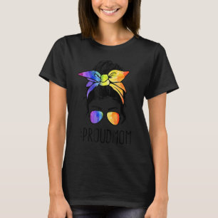 誇りを持ったママMessy Bun Rainbow LgbtママLgbtゲイPrid Tシャツ