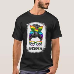誇りを持ったママMessy Bun Rainbow LgbtママLgbtゲイPrid Tシャツ