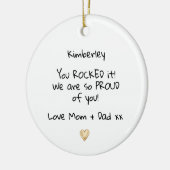 誇りを持ったメッセージの卒業 セラミックオーナメント (左)