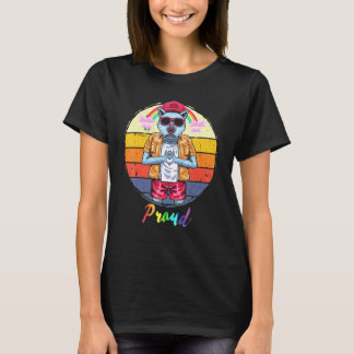 誇りを持ったレトロレインボードッグLGBTプライド Tシャツ