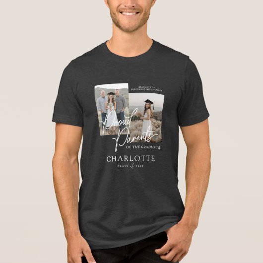 誇りを持った卒業生の親フォトキープサケ トライブレンドTシャツ (正面)