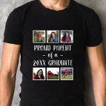 誇りを持った卒業生の親 Tシャツ<br><div class="desc">このモダン卒業式Tシャツは白モダンと6の正方形の文字で黒い背景を描いている。すべての色と文字はカスタマイズ可能!このシャツは親に素敵な贈り物だ!</div>