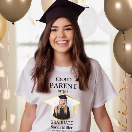 誇りを持った大学院生の親とカスタム写真名 Tシャツ