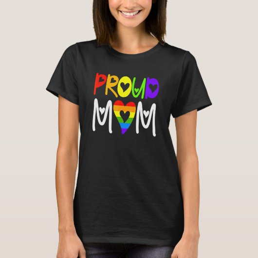 誇りを持った母Lgbt親レインボーハートLgbtq母 Tシャツ (正面)