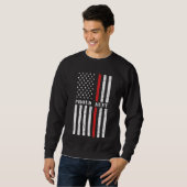 誇りを持った消防士おばさん消防士アメリカ国旗Supo スウェットシャツ (正面フル)