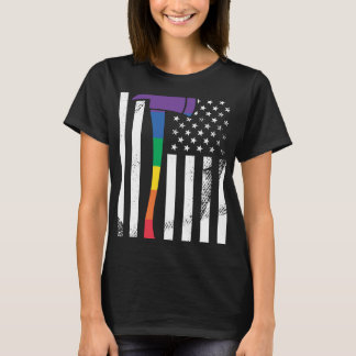誇りを持った消防隊LGBTレインボープライドUSAアメ Tシャツ