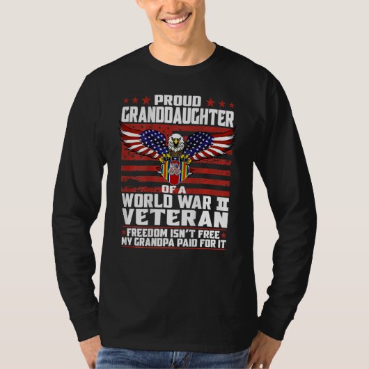 誇りを持った第二次世界大戦の孫娘2退役軍人2 Tシャツ (正面)