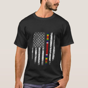 誇りを持った第二次世界大戦退役軍人米国国旗WW 2リボンパパ Tシャツ