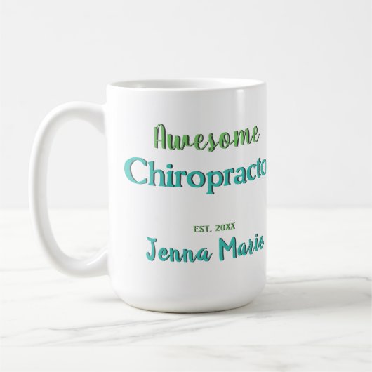 誇りを持った素晴らしカイロプラクターティール(緑がかった色)グリーンデザイン コーヒーマグカップ (左)
