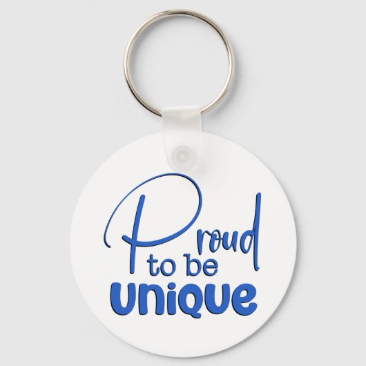"誇りを持った行くユニーク"青タイポグラフィ キーホルダー (正面)