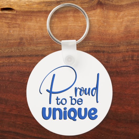 "誇りを持った行くユニーク"青タイポグラフィ キーホルダー (裏面)