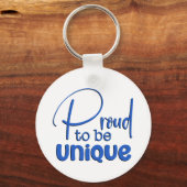 "誇りを持った行くユニーク"青タイポグラフィ キーホルダー (正面)