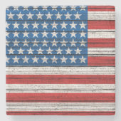誇りを持った赤白青スターストライプズ国旗 ストーンコースター (正面)