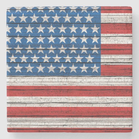 誇りを持った赤白青スターストライプズ国旗 ストーンコースター (正面)