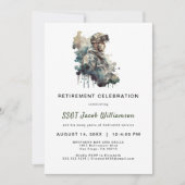 誇りを持った軍隊シルエット退職招待状 招待状 (正面)