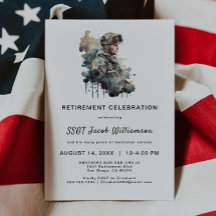 誇りを持った軍隊シルエット退職招待状