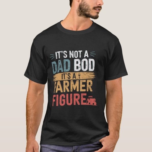 誇りを持った農家父姿ヴィンテージおもしろい農業 Tシャツ (正面)