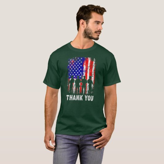 誇りを持った退役軍人アメリカ国旗ありがとう退役軍人 Tシャツ (正面フル)