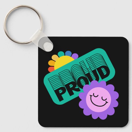誇りを持った.LGBT+プライド。虹はヒマワリが大好き。 キーホルダー (正面)