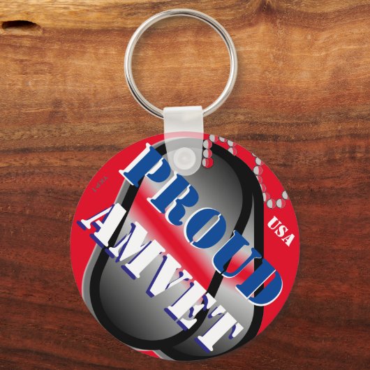 誇りを持ったAMVET犬タグキーチェーン キーホルダー (正面)