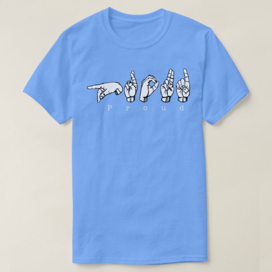 誇りを持ったASLフィンガースペル Tシャツ (デザイン正面)