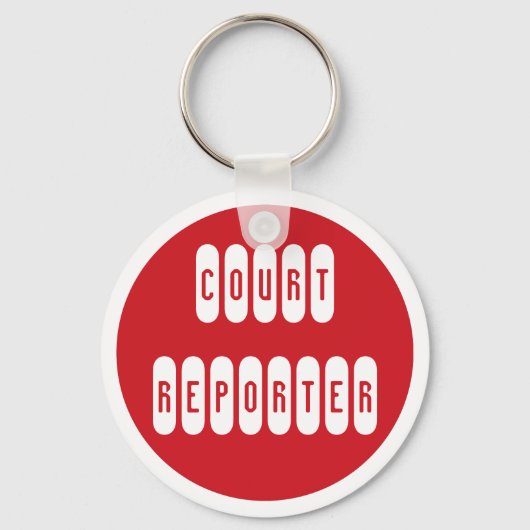 誇りを持ったCourt Reporter赤い白いキーチェーン キーホルダー (正面)