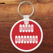 誇りを持ったCourt Reporter赤い白いキーチェーン キーホルダー (正面)