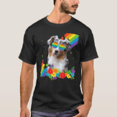 誇りを持ったLgbtゲイオーストラリア羊飼い犬プライド国旗 Tシャツ (正面)