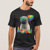 誇りを持ったLGBTゲイブルマスチフ犬プライド旗虹 Tシャツ (正面)
