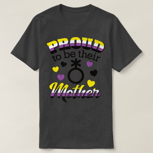 誇りを持ったMom非バイナリー子LGBTQフラグNo Gender Pa Tシャツ (デザイン正面)