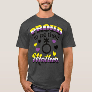 誇りを持ったMom非バイナリー子LGBTQフラグNo Gender Pa Tシャツ