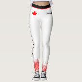 誇りを持ったRed Maple Leaf on WHITEカナダMOM レギンス (正面)