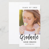誇りを持ってブラシされた卒業写真カードの発表 案内状 (正面/裏面)