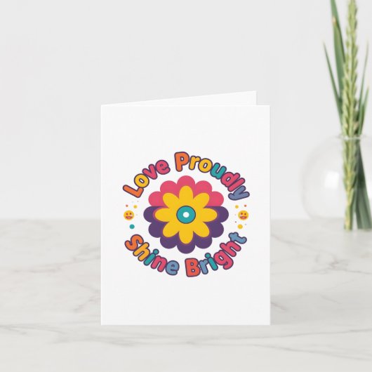 誇りを持って愛を輝かせ – カラフルな花のプライド 招待状 (正面)
